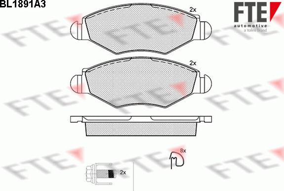 FTE BL1891A3 - Тормозные колодки, дисковые, комплект avtokuzovplus.com.ua