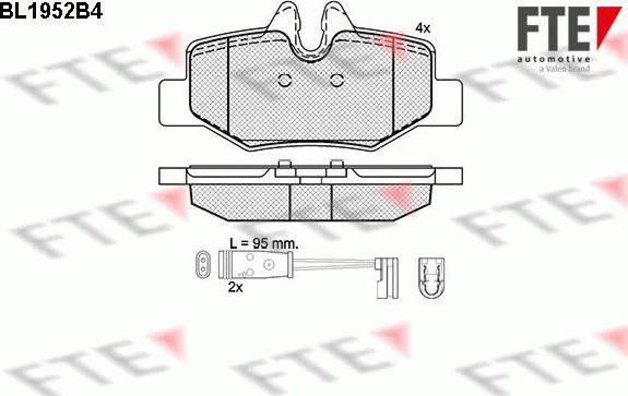 FTE BL1952B4 - Гальмівні колодки, дискові гальма autocars.com.ua