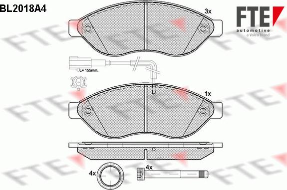 FTE BL2018A4 - Тормозные колодки, дисковые, комплект avtokuzovplus.com.ua