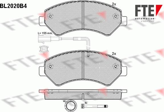 FTE BL2020B4 - Тормозные колодки, дисковые, комплект autodnr.net