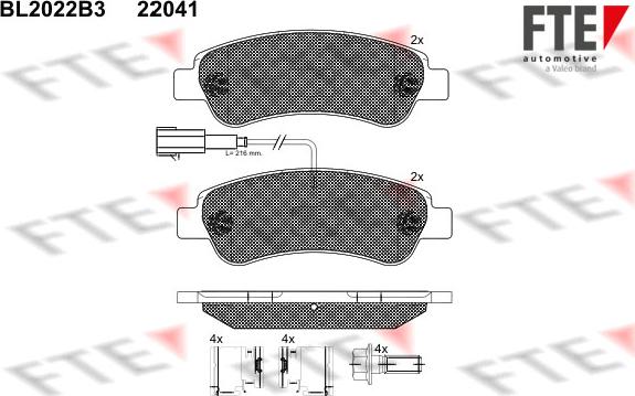 FTE BL2022B3 - Тормозные колодки, дисковые, комплект autodnr.net