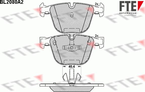 FTE BL2080A2 - Тормозные колодки, дисковые, комплект avtokuzovplus.com.ua