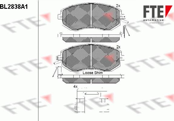 FTE BL2838A1 - Тормозные колодки, дисковые, комплект autodnr.net