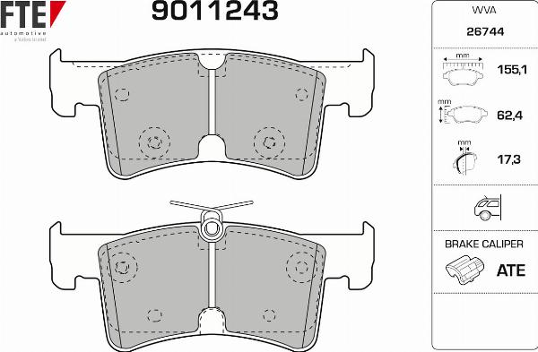 FTE 9011243 - Гальмівні колодки, дискові гальма autocars.com.ua