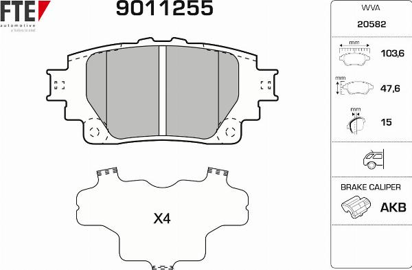 FTE 9011255 - Гальмівні колодки, дискові гальма autocars.com.ua