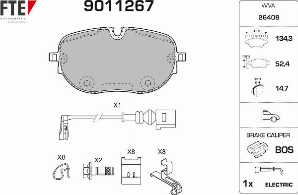 FTE 9011267 - Гальмівні колодки, дискові гальма autocars.com.ua