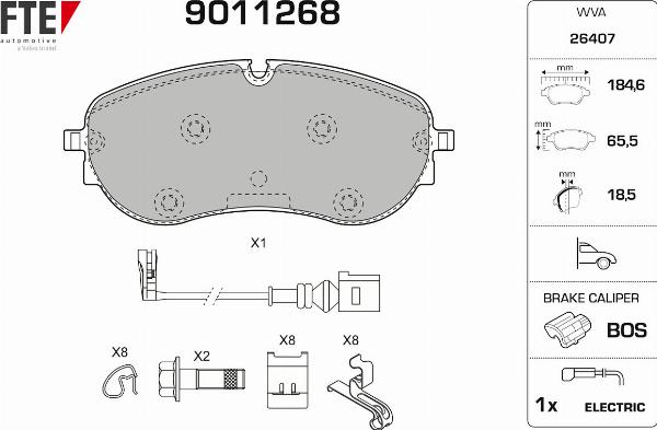 FTE 9011268 - Гальмівні колодки, дискові гальма autocars.com.ua