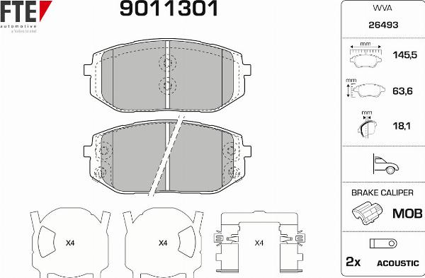 FTE 9011301 - Гальмівні колодки, дискові гальма autocars.com.ua