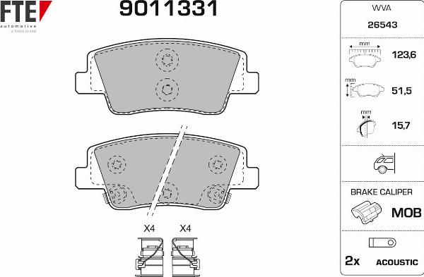 FTE 9011331 - Гальмівні колодки, дискові гальма autocars.com.ua