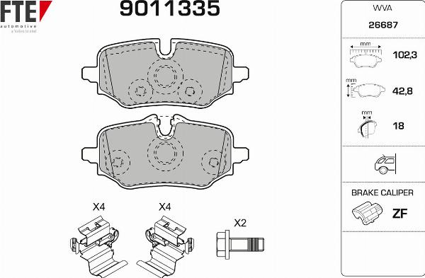 FTE 9011335 - Гальмівні колодки, дискові гальма autocars.com.ua