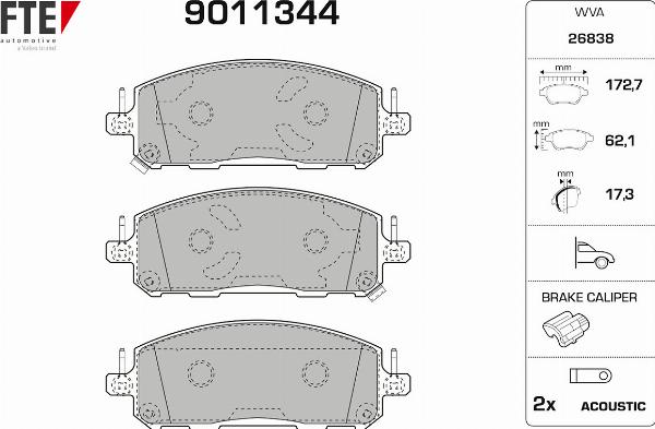 FTE 9011344 - Гальмівні колодки, дискові гальма autocars.com.ua