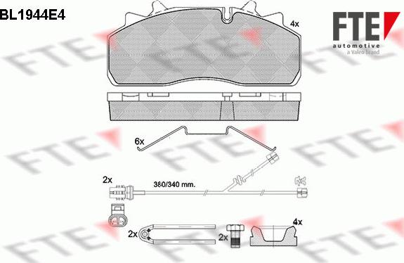 FTE 9500061 - Гальмівні колодки, дискові гальма autocars.com.ua