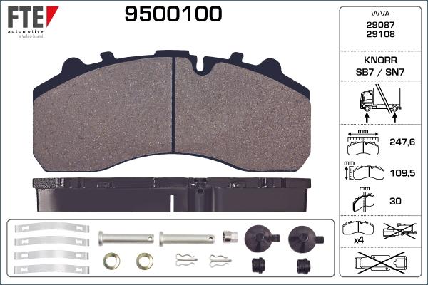 FTE 9500100 - Тормозные колодки, дисковые, комплект avtokuzovplus.com.ua