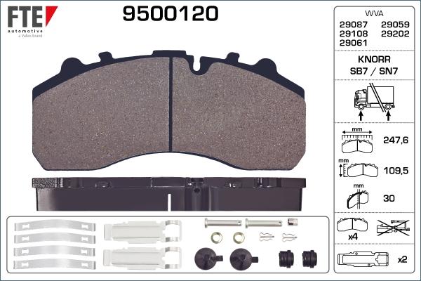 FTE 9500120 - Тормозные колодки, дисковые, комплект avtokuzovplus.com.ua
