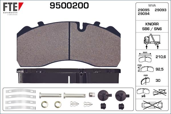 FTE 9500200 - Тормозные колодки, дисковые, комплект autodnr.net