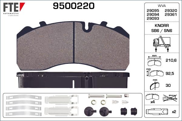 FTE 9500220 - Тормозные колодки, дисковые, комплект autodnr.net
