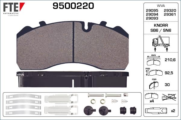 FTE 9500220 - Тормозные колодки, дисковые, комплект avtokuzovplus.com.ua