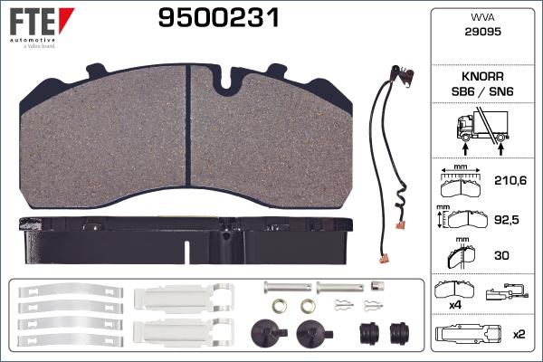 FTE 9500231 - Тормозные колодки, дисковые, комплект autodnr.net