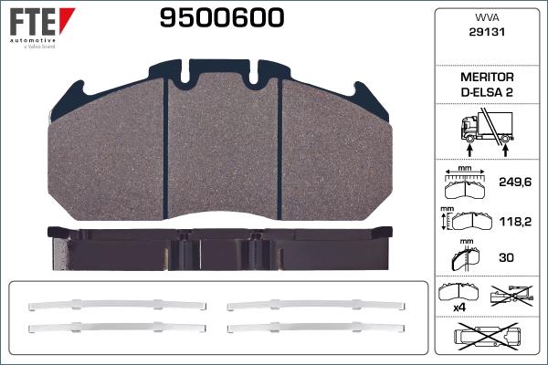 FTE 9500600 - Тормозные колодки, дисковые, комплект autodnr.net