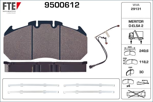 FTE 9500612 - Тормозные колодки, дисковые, комплект avtokuzovplus.com.ua