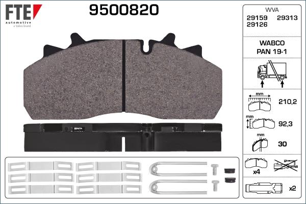 FTE 9500820 - Гальмівні колодки, дискові гальма autocars.com.ua