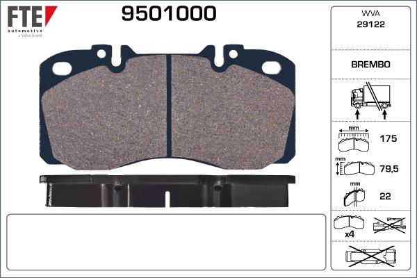 FTE 9501000 - Тормозные колодки, дисковые, комплект autodnr.net