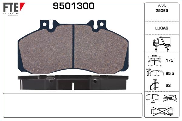 FTE 9501300 - Тормозные колодки, дисковые, комплект avtokuzovplus.com.ua