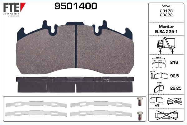 FTE 9501400 - Тормозные колодки, дисковые, комплект avtokuzovplus.com.ua