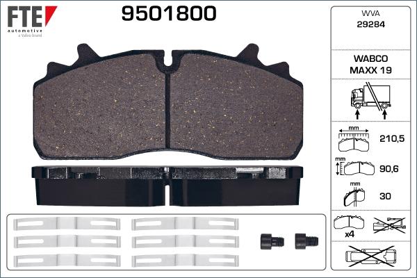 FTE 9501800 - Тормозные колодки, дисковые, комплект autodnr.net