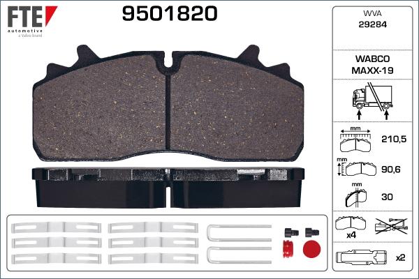 FTE 9501820 - Тормозные колодки, дисковые, комплект autodnr.net