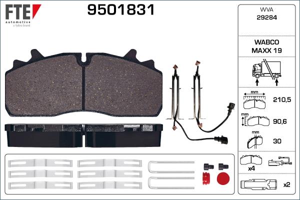 FTE 9501831 - Гальмівні колодки, дискові гальма autocars.com.ua