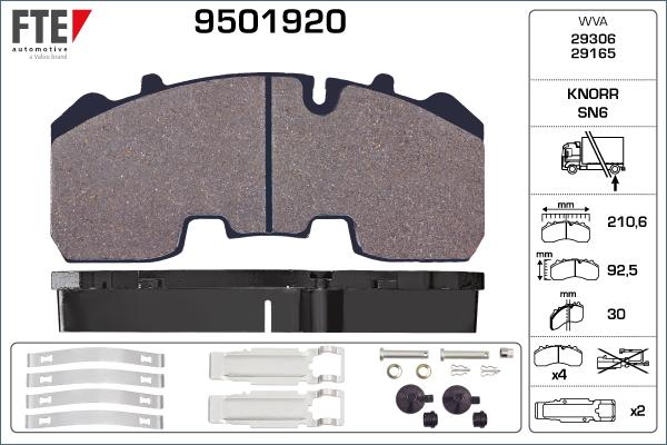 FTE 9501920 - Тормозные колодки, дисковые, комплект avtokuzovplus.com.ua