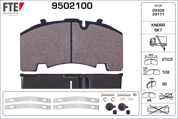 FTE 9502100 - Тормозные колодки, дисковые, комплект avtokuzovplus.com.ua