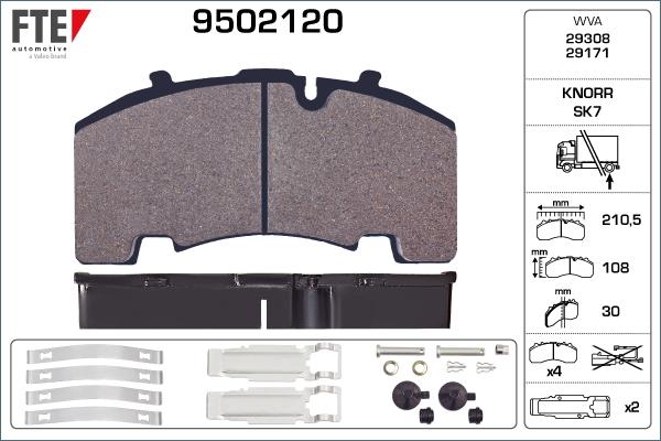 FTE 9502120 - Тормозные колодки, дисковые, комплект avtokuzovplus.com.ua