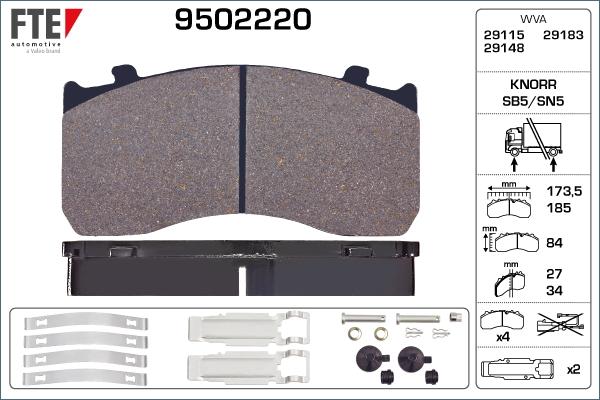 FTE 9502220 - Тормозные колодки, дисковые, комплект autodnr.net