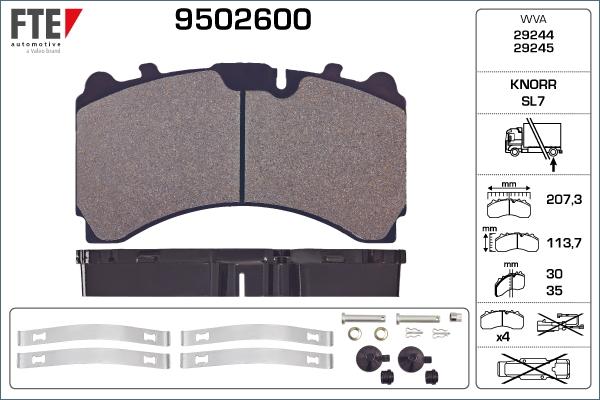 FTE 9502600 - Гальмівні колодки, дискові гальма autocars.com.ua