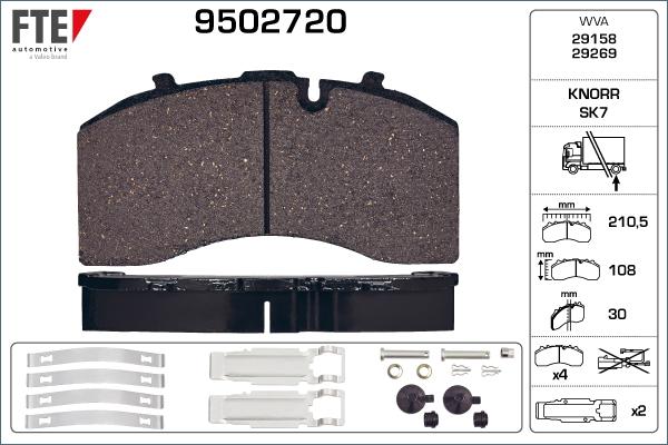 FTE 9502720 - Тормозные колодки, дисковые, комплект avtokuzovplus.com.ua