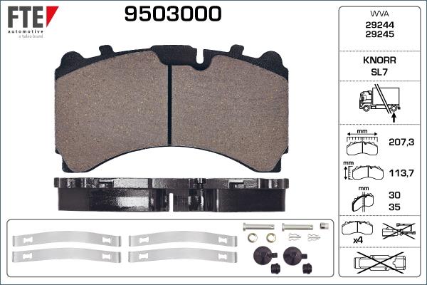 FTE 9503000 - Тормозные колодки, дисковые, комплект autodnr.net