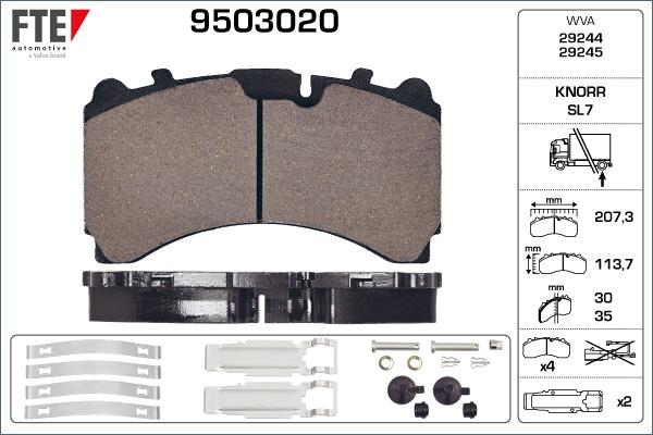 FTE 9503020 - Тормозные колодки, дисковые, комплект autodnr.net