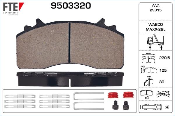 FTE 9503320 - Тормозные колодки, дисковые, комплект autodnr.net