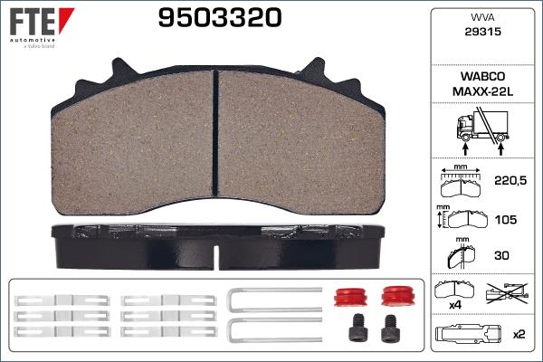 FTE 9503320 - Гальмівні колодки, дискові гальма autocars.com.ua