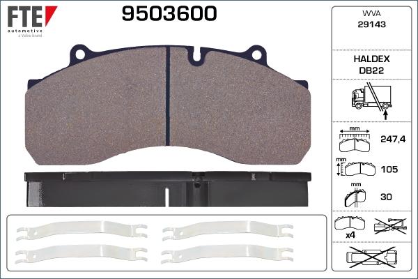 FTE 9503600 - Тормозные колодки, дисковые, комплект autodnr.net