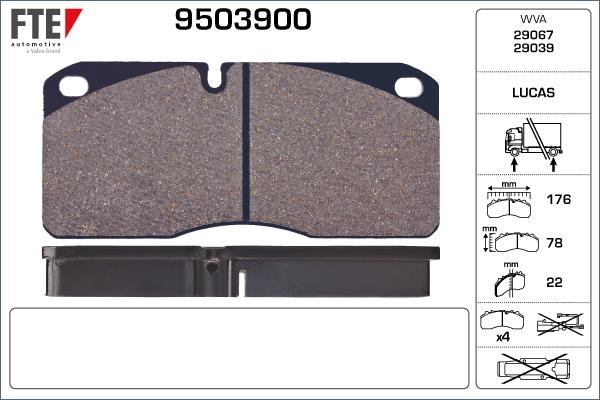 FTE 9503900 - Тормозные колодки, дисковые, комплект avtokuzovplus.com.ua