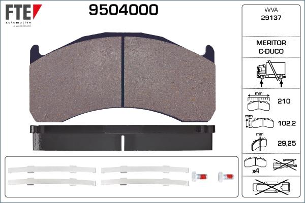 FTE 9504000 - Тормозные колодки, дисковые, комплект avtokuzovplus.com.ua