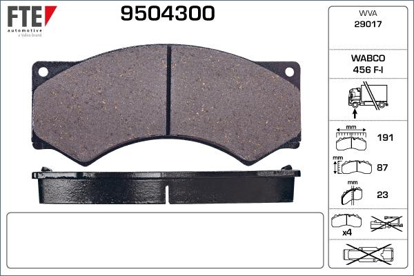 FTE 9504300 - Тормозные колодки, дисковые, комплект autodnr.net