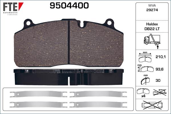 FTE 9504400 - Тормозные колодки, дисковые, комплект avtokuzovplus.com.ua