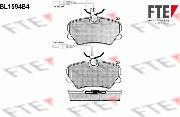 FTE BL1594B4 - Тормозные колодки, дисковые, комплект avtokuzovplus.com.ua