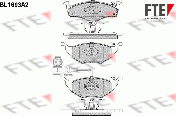 FTE BL1693A2 - Тормозные колодки, дисковые, комплект autodnr.net