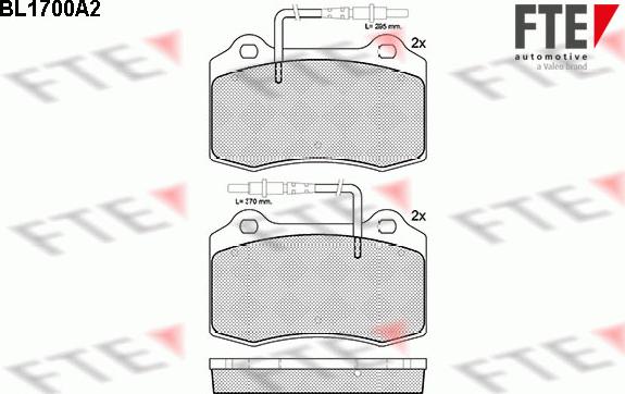 FTE BL1700A2 - Тормозные колодки, дисковые, комплект avtokuzovplus.com.ua