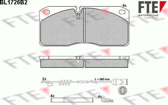 FTE BL1726B2 - Тормозные колодки, дисковые, комплект avtokuzovplus.com.ua